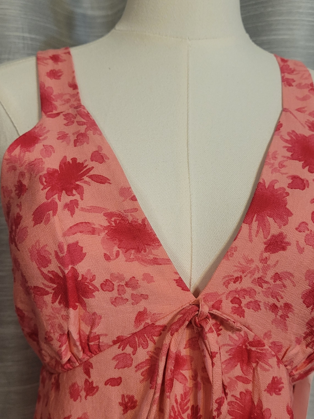 Pink Floral V-Neck Midi Dress - Picture 3 of 10
